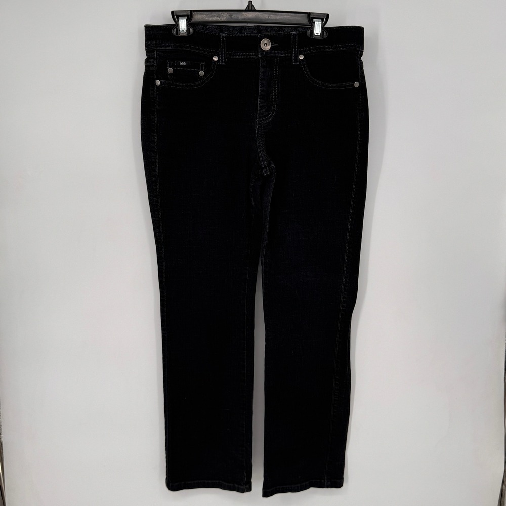 Lee Denim Pants Womens 12 Medium Black Excellent No Gap Waistband Straight Leg